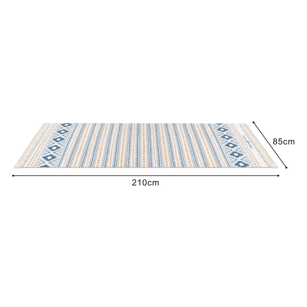ALSANIDI, cotton floor mat, cotton floor cushion, White*Blue, Size L210*W85 Cm