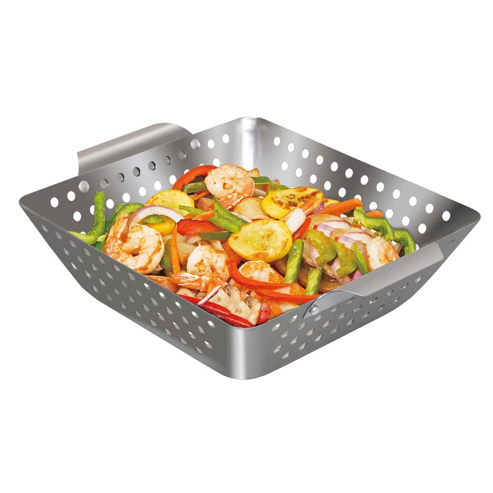 ALSANIDI, Non-stick grill basket, Grill grates, Silver, Size 21.5*21.5*6.5 Cm
