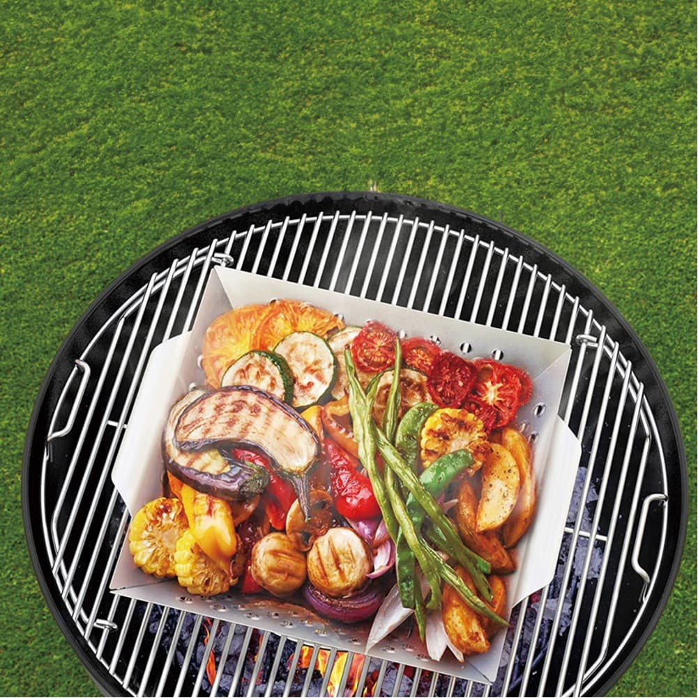 ALSANIDI, Non-stick grill basket, Grill grates, Silver, Size 21.5*21.5*6.5 Cm