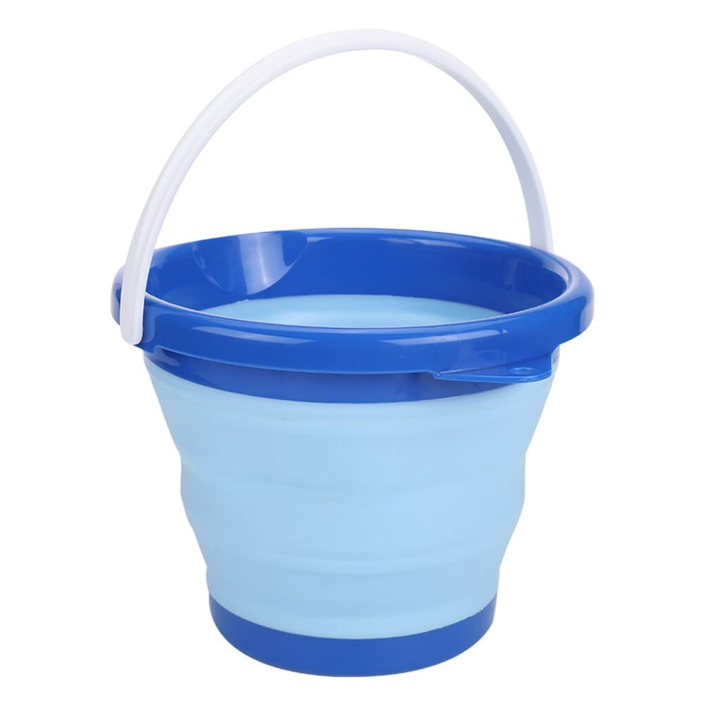 ALSANIDI, Foldable Camping platewashing Bucket, Foldable Polyethylene water bucket, Gray*Blue, capacity 3 L