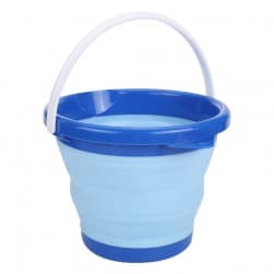 ALSANIDI, Foldable Camping platewashing Bucket, Foldable Polyethylene water bucket, Gray*Blue, capacity 3 L