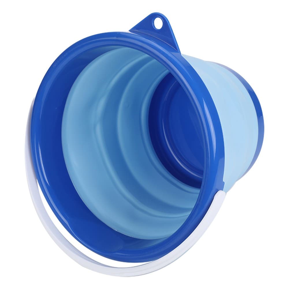 ALSANIDI, Foldable Camping platewashing Bucket, Foldable Polyethylene water bucket, Gray*Blue, capacity 3 L