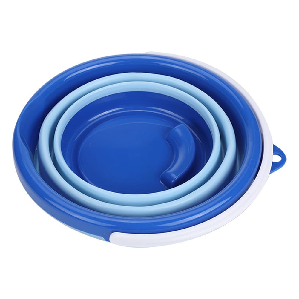 ALSANIDI, Foldable Camping platewashing Bucket, Foldable Polyethylene water bucket, Gray*Blue, capacity 3 L