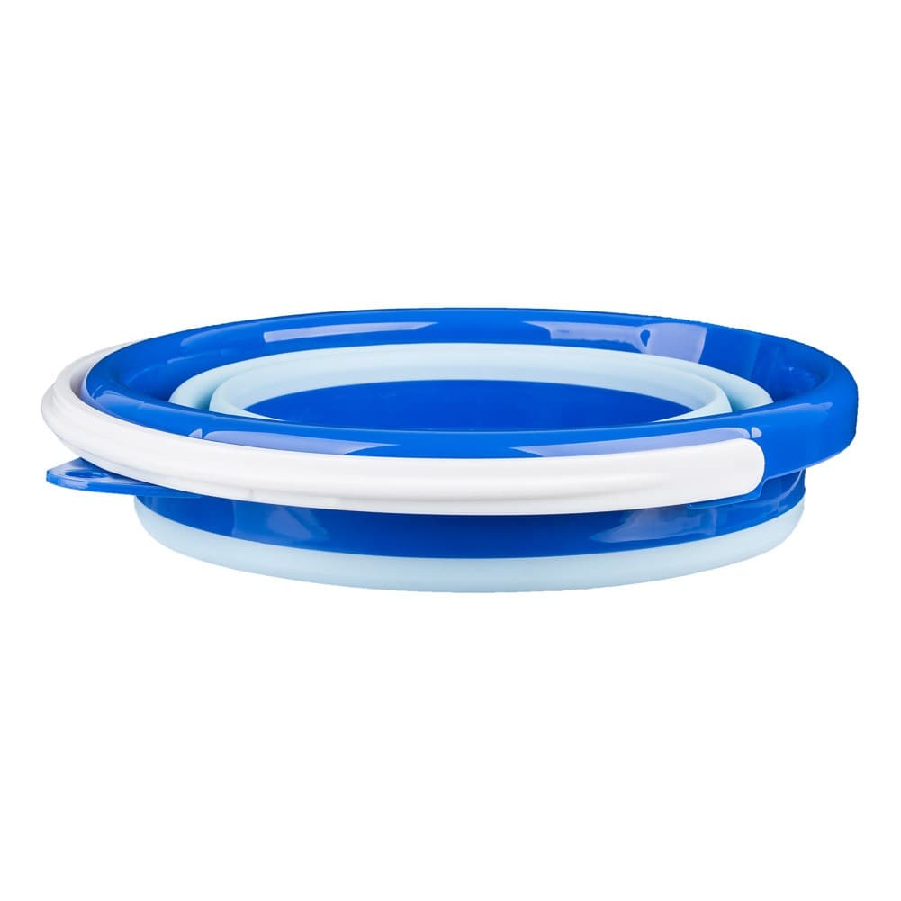 ALSANIDI, Foldable Camping platewashing Bucket, Foldable Polyethylene water bucket, Gray*Blue, capacity 3 L