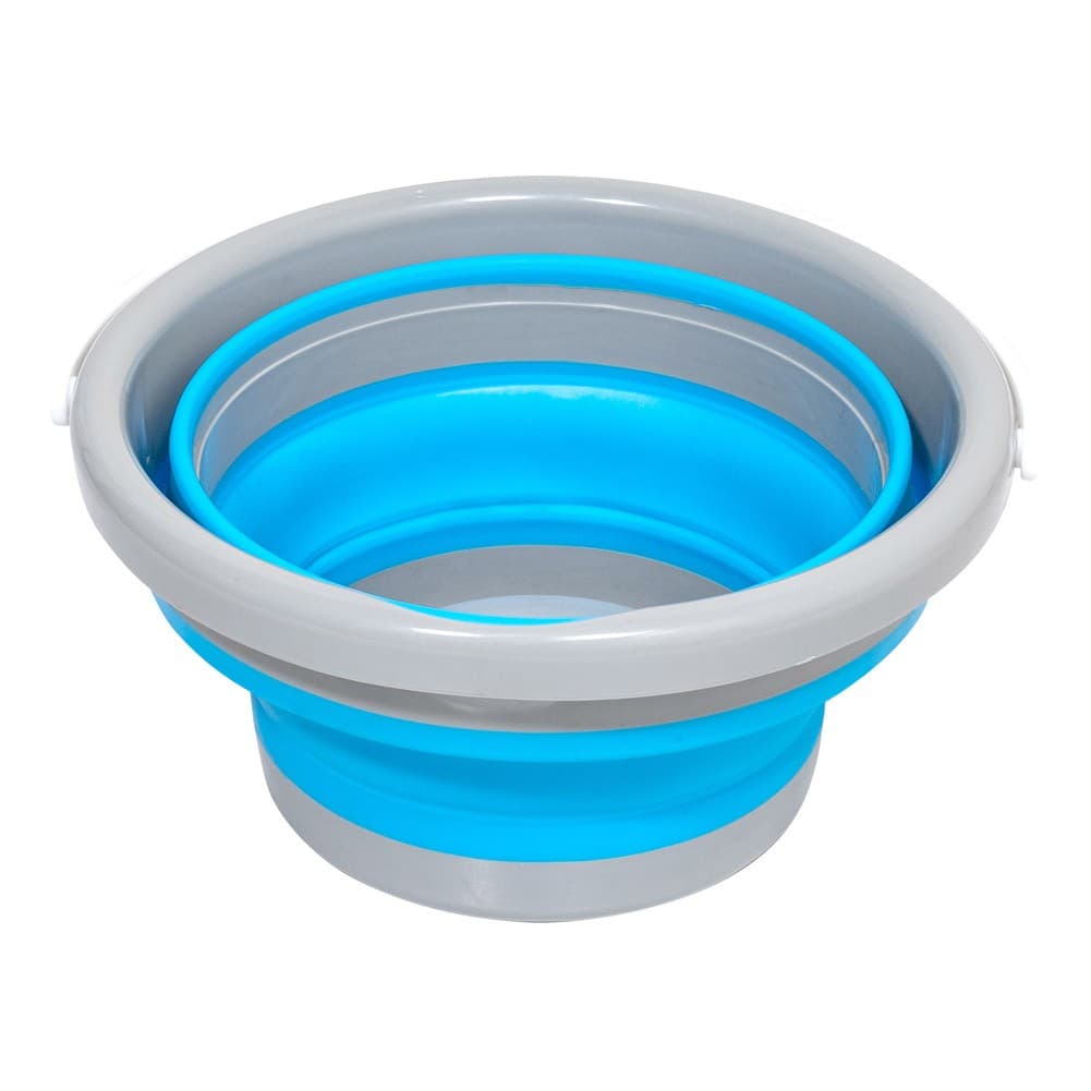 ALSANIDI, Foldable Camping platewashing Bucket, Foldable Polyethylene water bucket, Gray*Blue, capacity 5 L