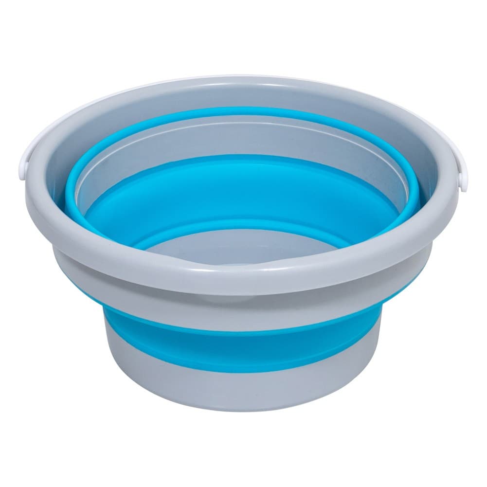 ALSANIDI, Foldable Camping platewashing Bucket, Foldable Polyethylene water bucket, Gray*Blue, capacity 10 L