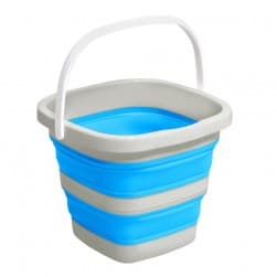 ALSANIDI, Foldable Camping platewashing Bucket, Foldable Polyethylene water bucket, Gray*Blue, capacity 5 L