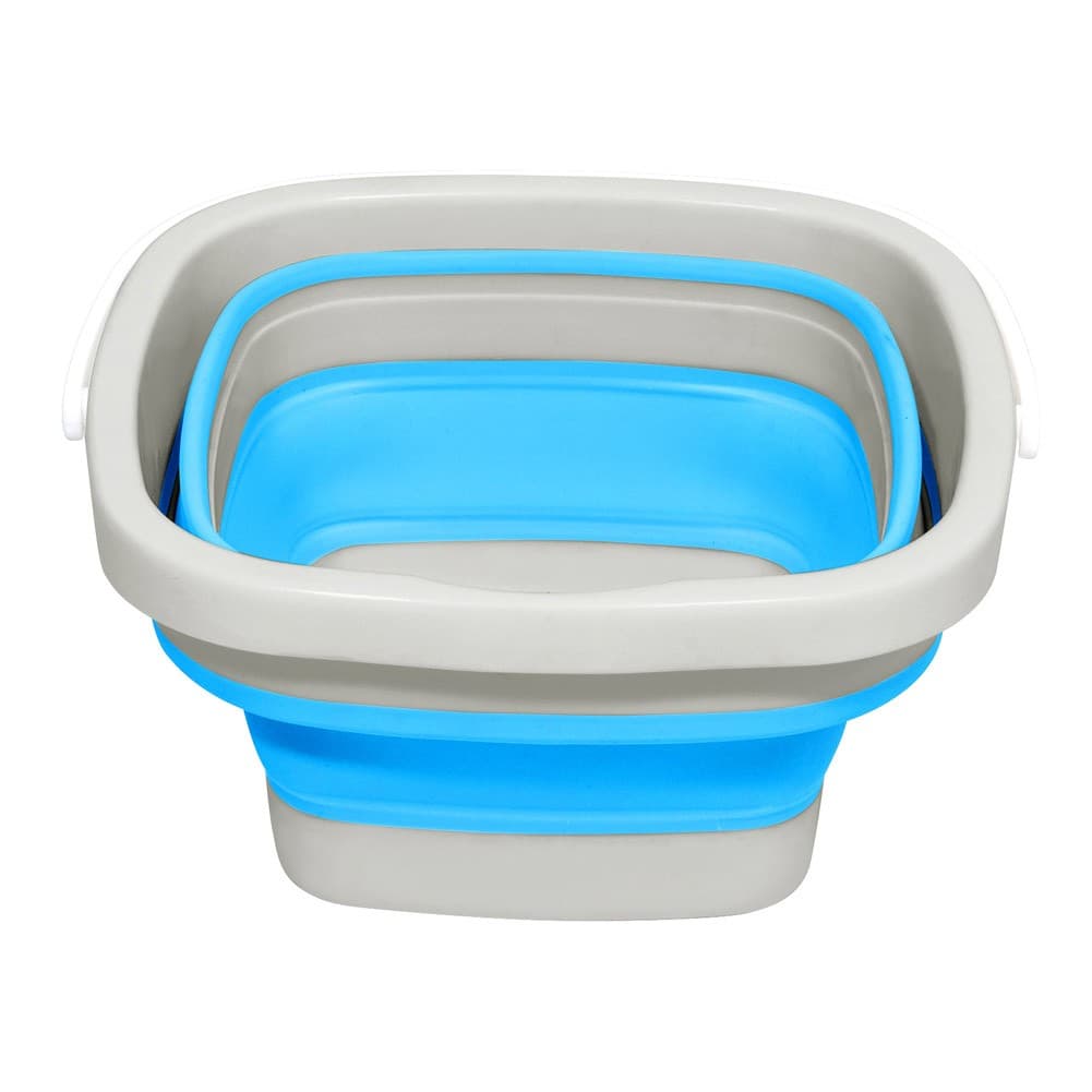 ALSANIDI, Foldable Camping platewashing Bucket, Foldable Polyethylene water bucket, Gray*Blue, capacity 5 L