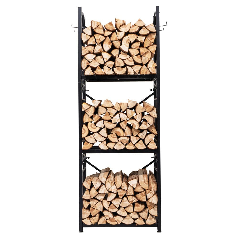 ALSANIDI, Firewood stand, Galvanized firewood holder, Black, Size47*32.5*129 Cm