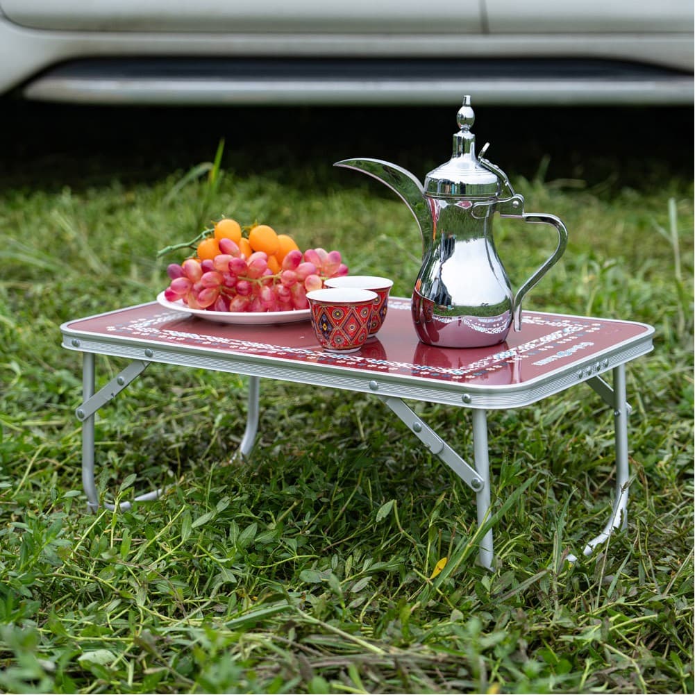 ALSANIDI, Foldable Aluminum Table, Foldable Table for Outdoor and Home Gardens, Agate , Size 56*34*23.5 Cm