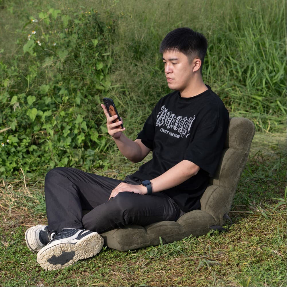 ALSANIDI, Ground Camping and Garden Chair, Najd Chair, Olive Drab, Size 110*55*12 Cm