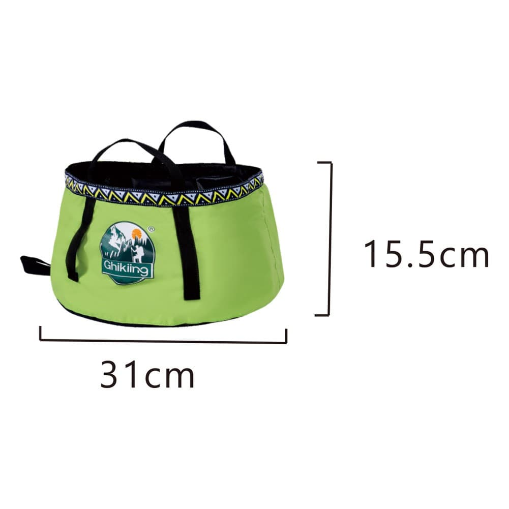 Ghiking, Collapsible water bucket, Green, Size 31*15.5 Cm