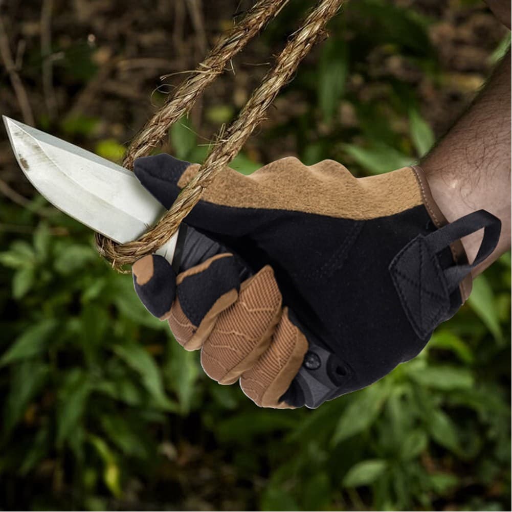 ALSANIDI, Camping Hand Gloves, Outdoor Gloves with Anti-Slip Grip, Brown, Size L22*W12.5 Cm