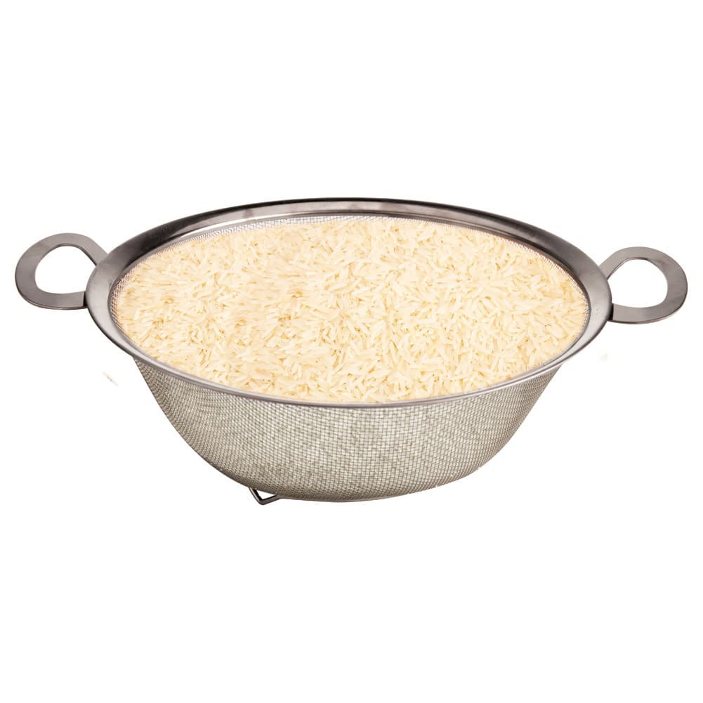 ALSANIDI, Stainless steel rice strainer, Rice, Vegetables and fruits strainer, Silver, Size 24 Cm