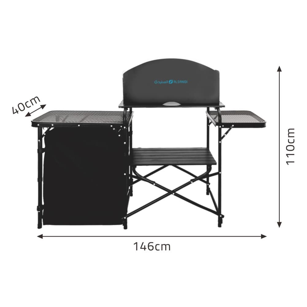 ALSANIDI, Portable kitchen table, Black, Size 146*46*70 Cm