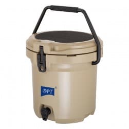 DPT, Plastic thermos for cold Liquids, Polyethylene water thermos, Brown, capacity 19 L Size 43.5*40.5*42.6 Cm