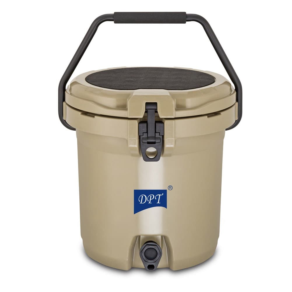 DPT, Plastic thermos for cold Liquids, Polyethylene water thermos, Brown, capacity 19 L Size 43.5*40.5*42.6 Cm