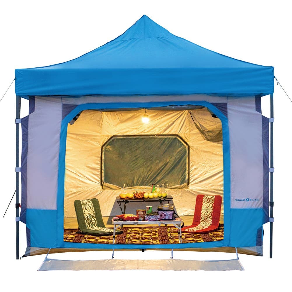 ALSANIDI, Garden and camping umbrella, Portable Car Umbrella, Gray*Blue,L: 300 * W: 300 * H: 300/315/330 CM