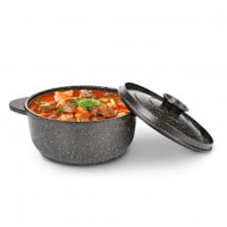 ALSANIDI, Cast Aluminum Cooking Pot, Ceramic cooking pot, Black, Size 24 Cm