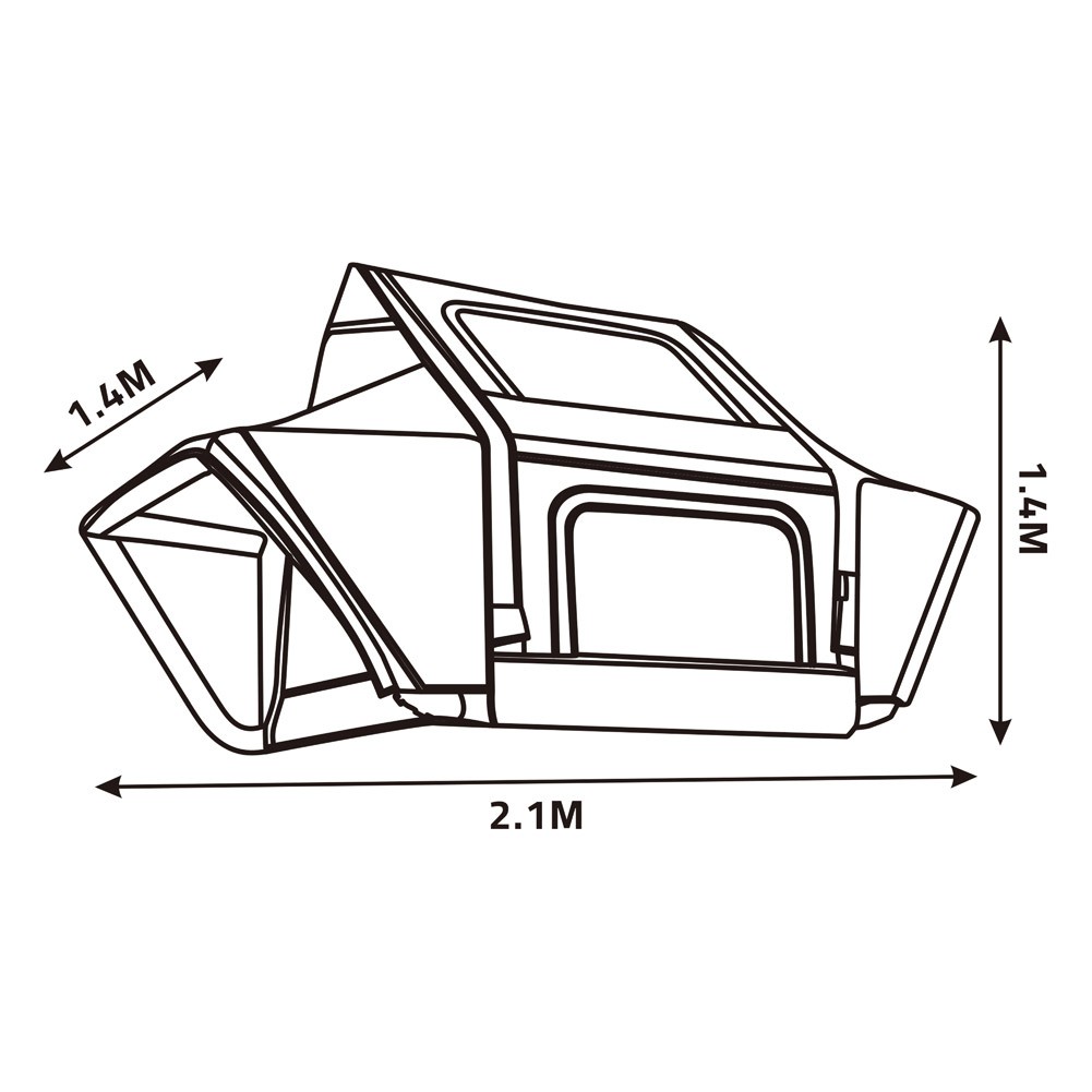 DPT, Car roof tent, Car tent, Kaki, Size L:221* W:140* H140 Cm