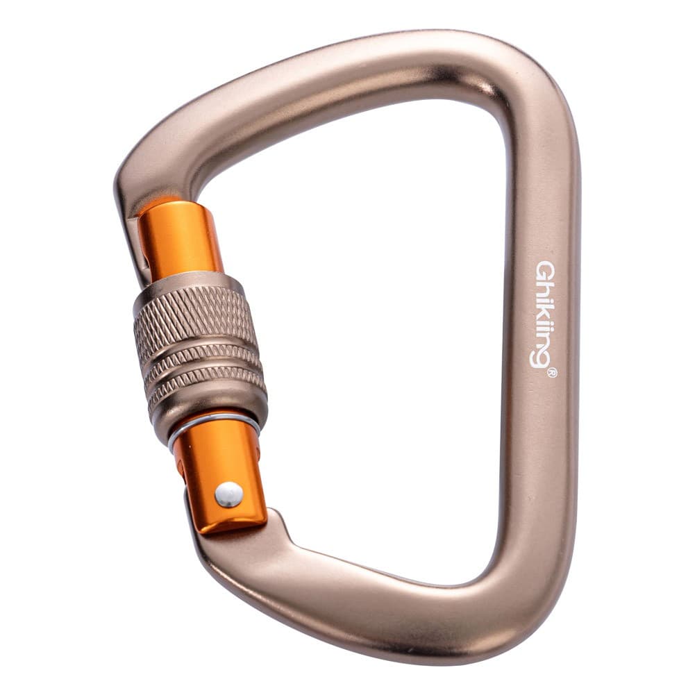 Ghiking, Climbing rope carabiner, Gold, Size 11.1*7.3 Cm