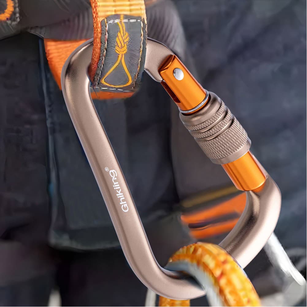 Ghiking, Climbing rope carabiner, Gold, Size 11.1*7.3 Cm