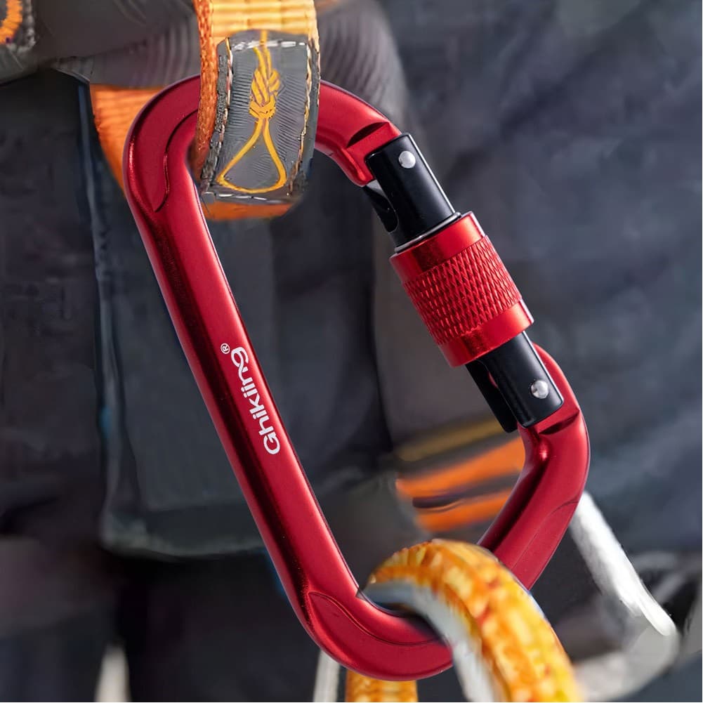 Ghiking, Climbing rope carabiner, Red, Size 11.05*6.45 Cm