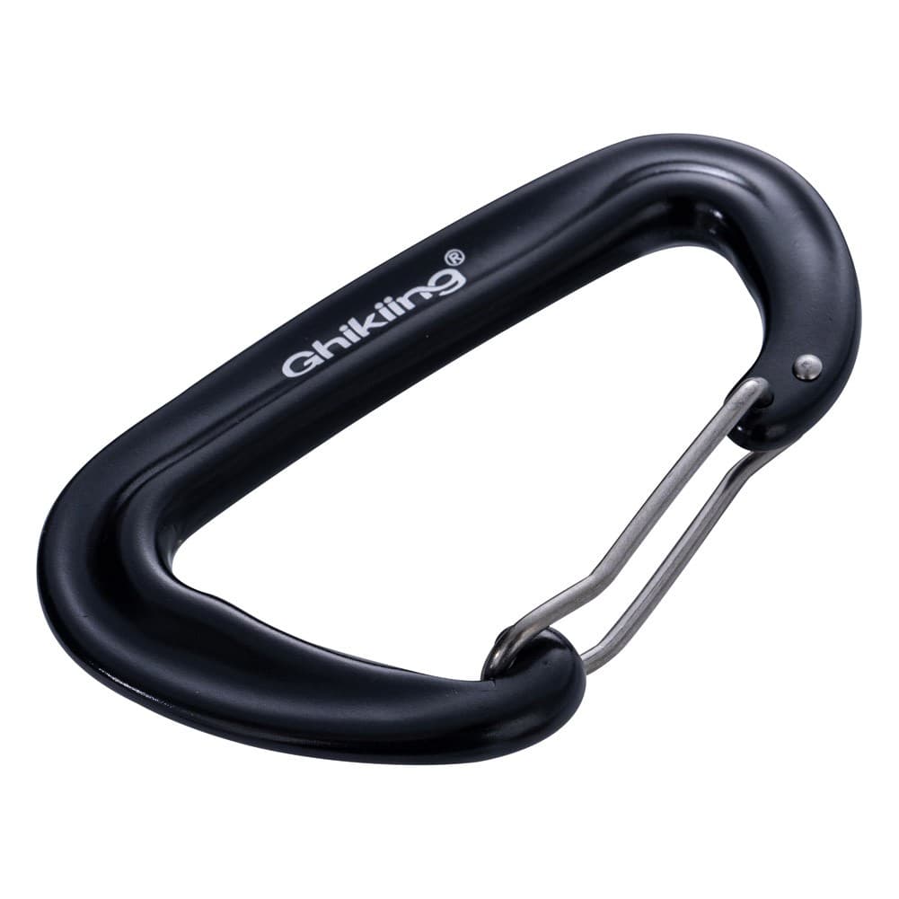 GHIKING, Metal climbing buckle, Carabiner clip, Black, Size L:8.1* W:4.8 Cm