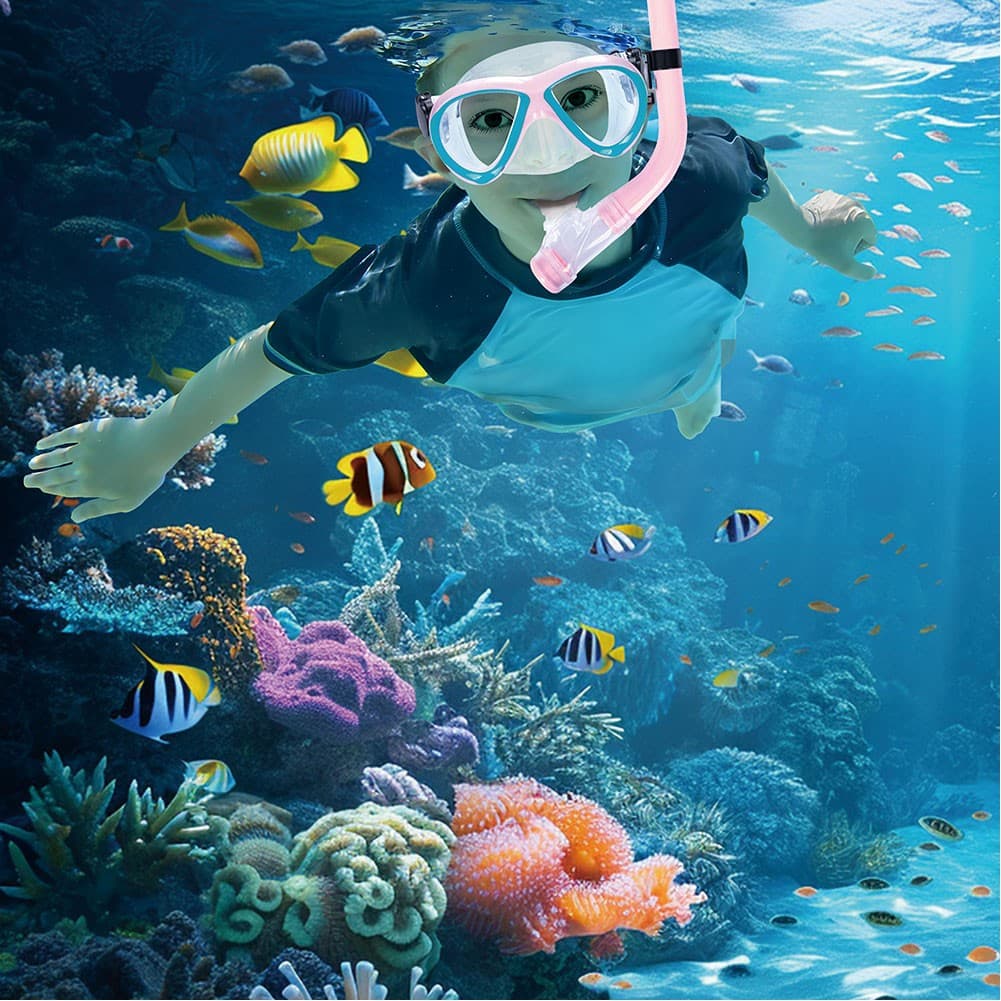 DPT, DPT Silicone L Diving Set, Diving kit, Pink, Blue, Orange, Size L:14.5*W:6*H:7.5 Cm