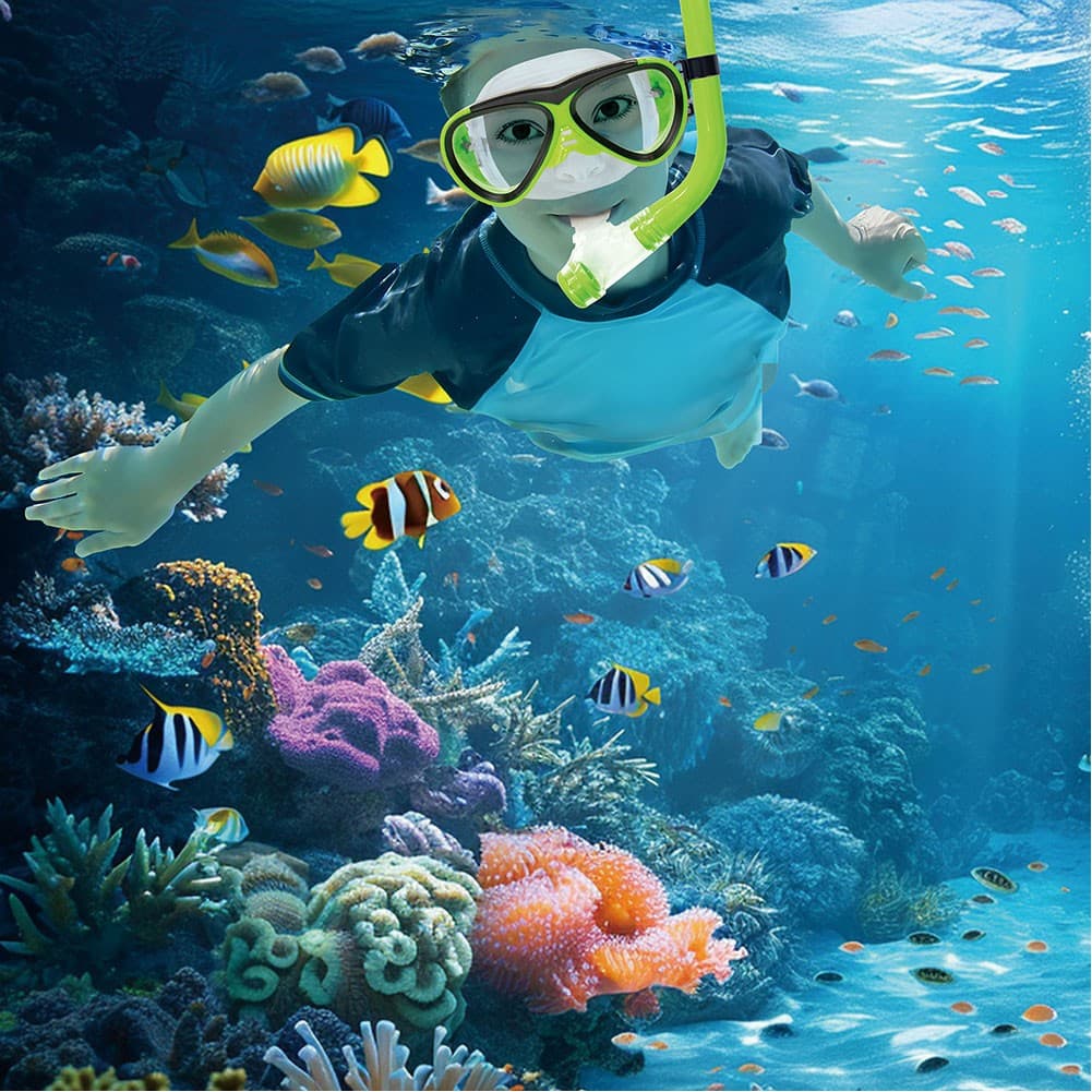 DPT, DPT Silicone L Diving Set, Diving kit, Green, Black, Orange, Size L:14.5*W:6*H:6.5 Cm
