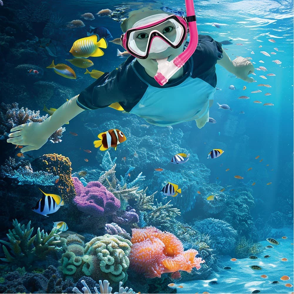 DPT, DPT Silicone L Diving Set, Diving kit, Pink, Black,Orange, Size L:13.5*W:5*H:7.5 Cm