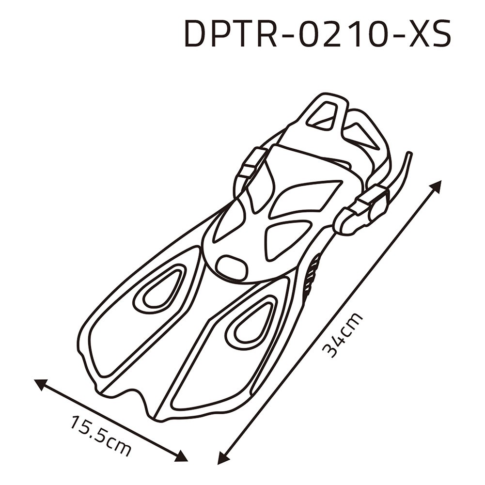 DPT, DPT swimming fins, Fins, Black, Size L:34*W:15.5 Cm