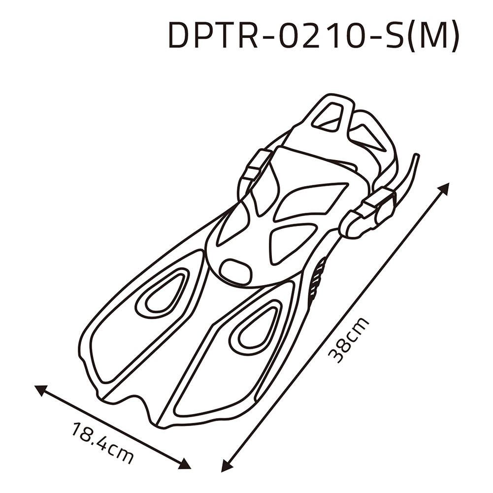 DPT, DPT plastic swimming fins, Fins, Black, Size L:38*W:18.4 Cm