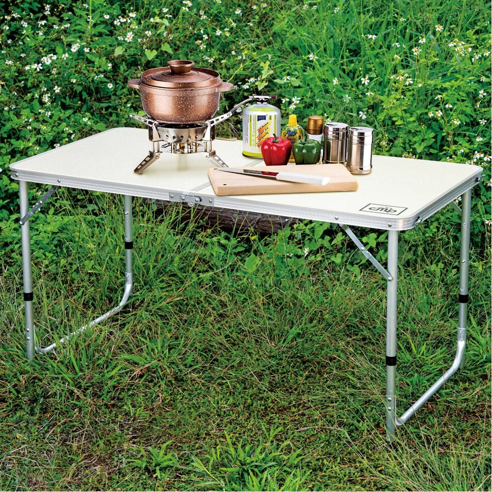 CMP, Adjustable table, Table for picnics and home gardens, Silver, Size L:120* W:60* H55/60/70 Cm