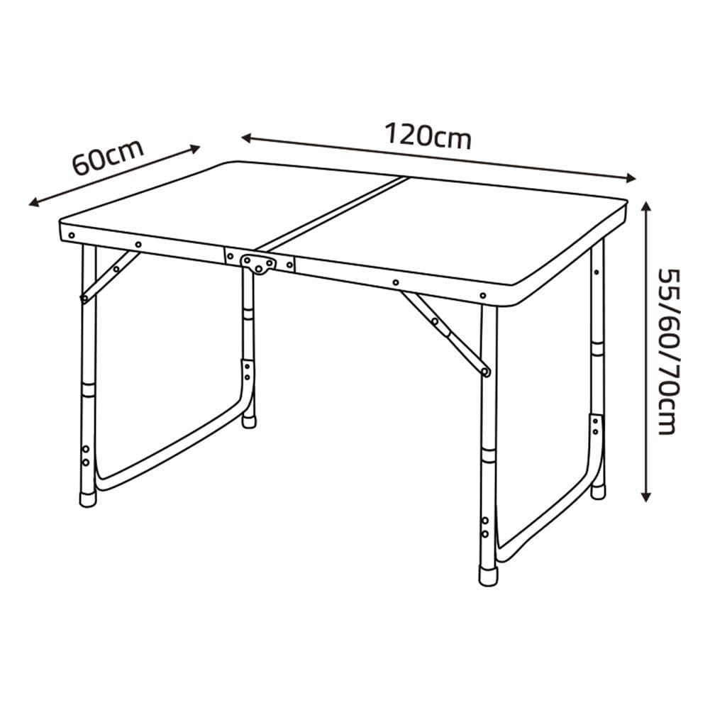 CMP, Adjustable table, Table for picnics and home gardens, Silver, Size L:120* W:60* H55/60/70 Cm