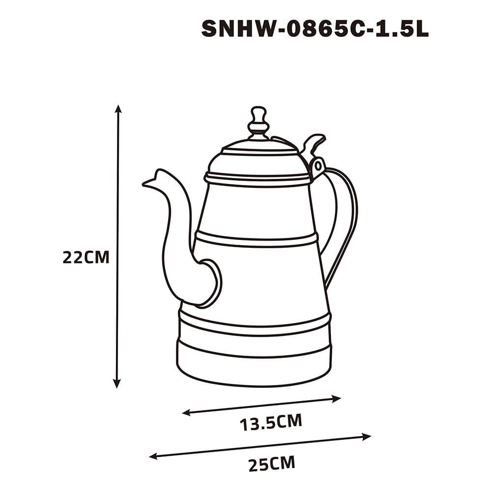 ALSANIDI, Aluminum milk pot or pitcher, Coffee pot, Silver, capacity 1.5 L