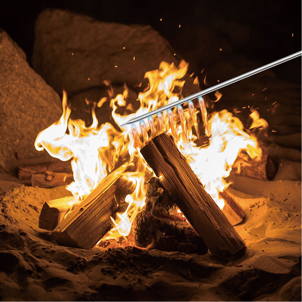 ALSANIDI, Charcoal and Firewood Torch, Silver, Size 50 Cm