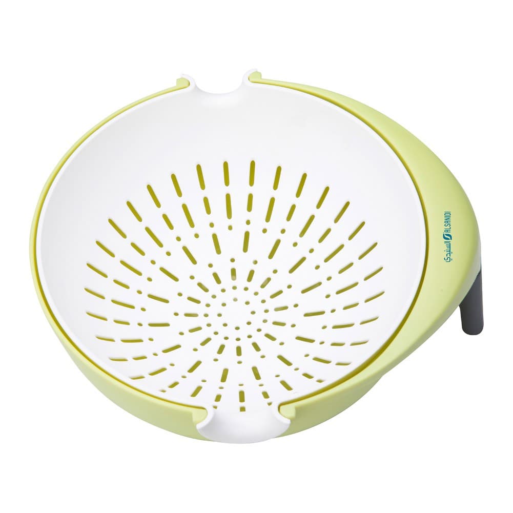 ALSANIDI, Plastic Movable rice and Vegetables strainer, Rice, Vegetables and fruits strainer, Green, Size 26 Cm