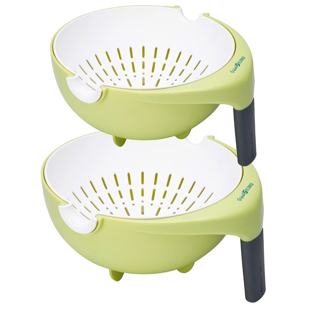 ALSANIDI, Plastic Movable rice and Vegetables strainer, Rice, Vegetables and fruits strainer, Green, Size 26 Cm