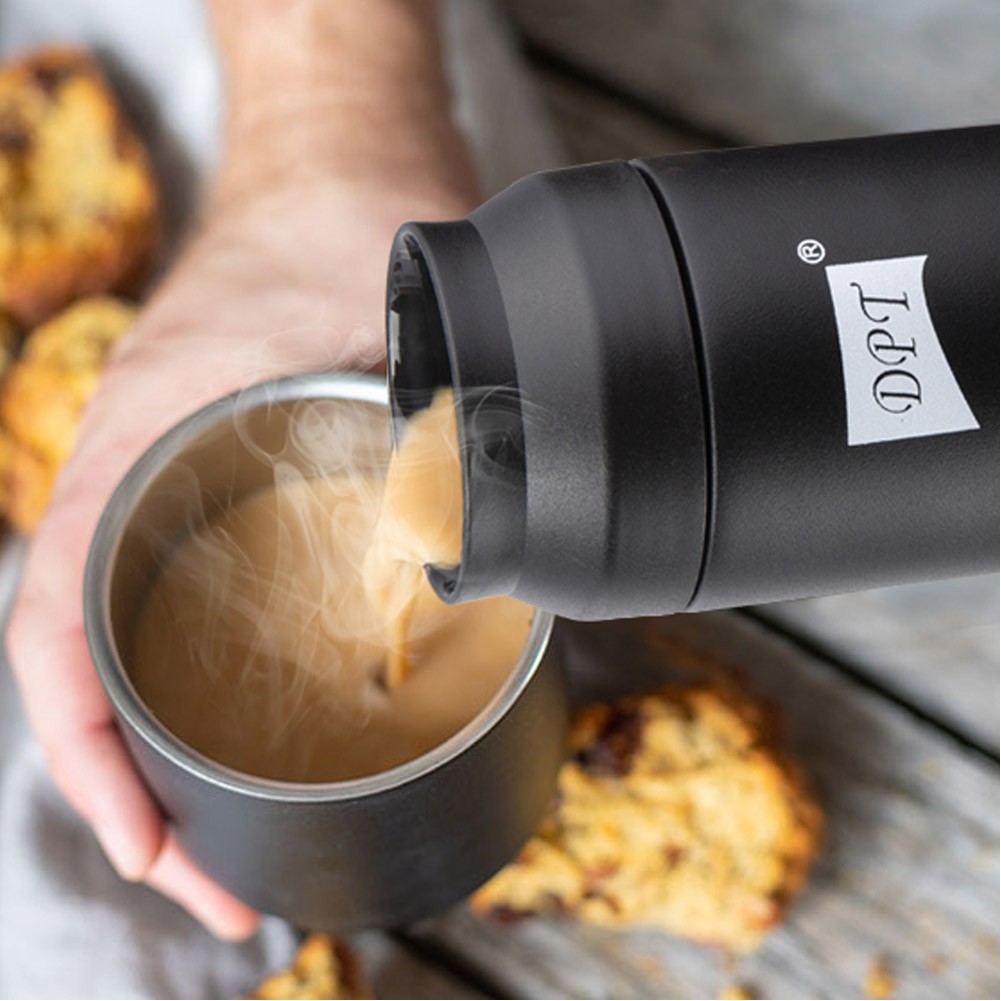 DPT, Hot and cold Stainless steel thermos, Sport liquid Bottle, Black, capacity 350 ml