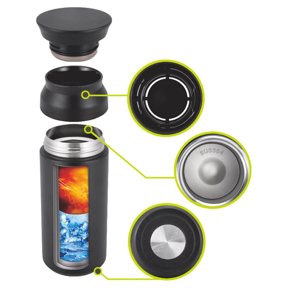 DPT, Hot and cold Stainless steel thermos, Sport liquid Bottle, Black, capacity 350 ml