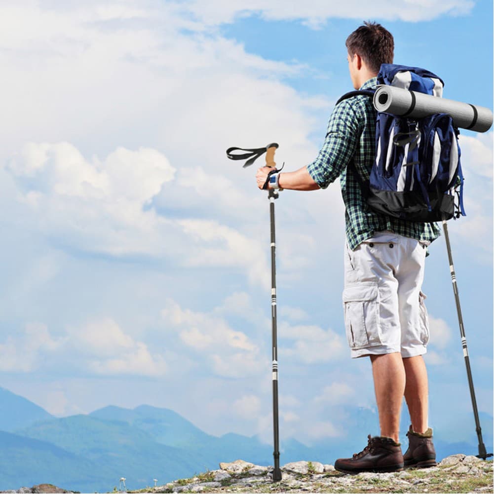 ALSANIDI, Foldable Hiking Pole, Hiking Stick, Black, Size 135 Cm