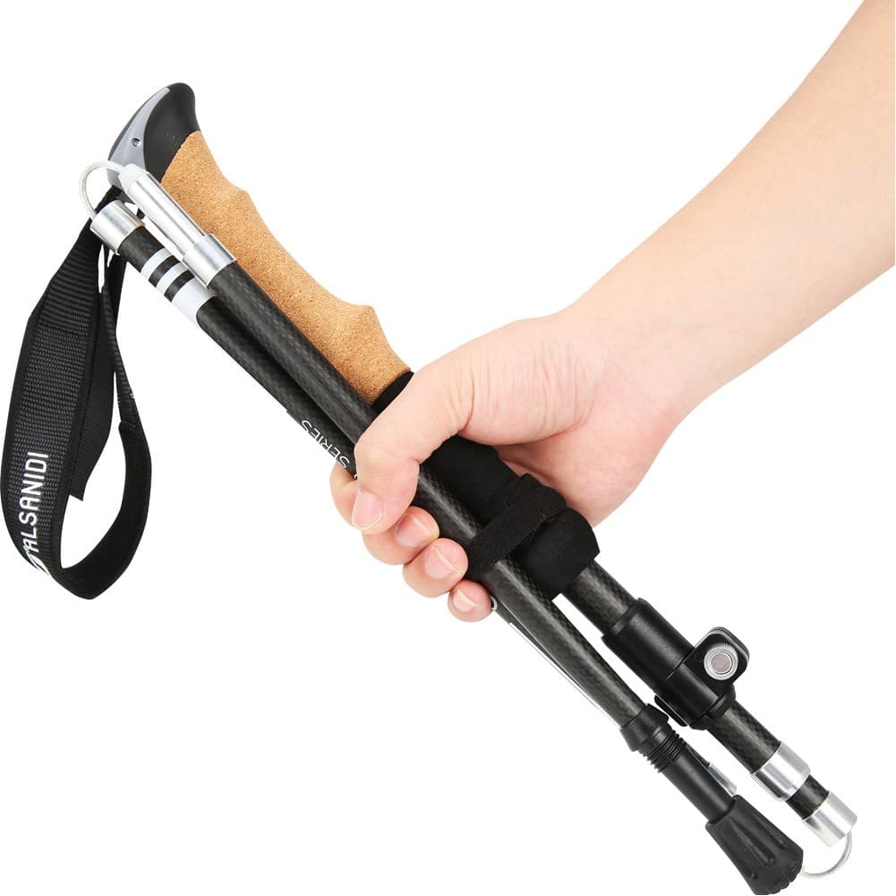 ALSANIDI, Foldable Hiking Pole, Hiking Stick, Black, Size 135 Cm