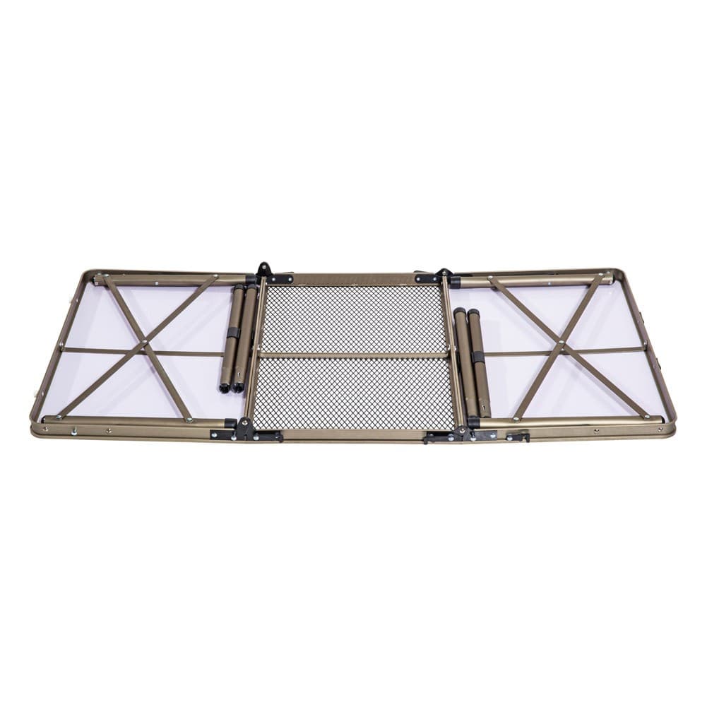 ALSANIDI, Foldable Aluminum Table, Foldable Table for Outdoor and Home Gardens, Beige, Size 60*120*37 Cm