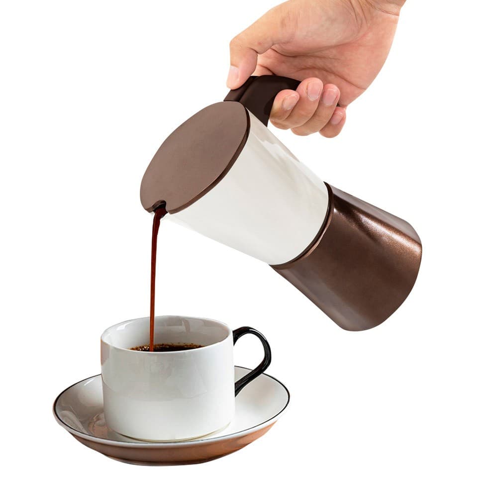 ALSANIDI, Espresso coffee maker, Portable espresso coffee maker, Brown*Beige, capacity 372 ml