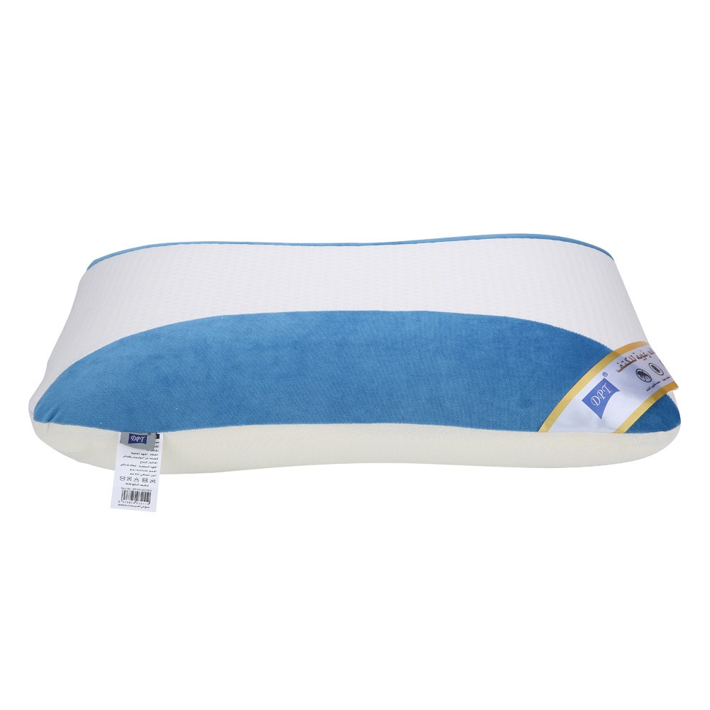 DPT, Medical pillow with memory foam filling, Anti-Bacterial Neck and Shoulder Support Pillow, Blue*White, Size 35*55 Cm