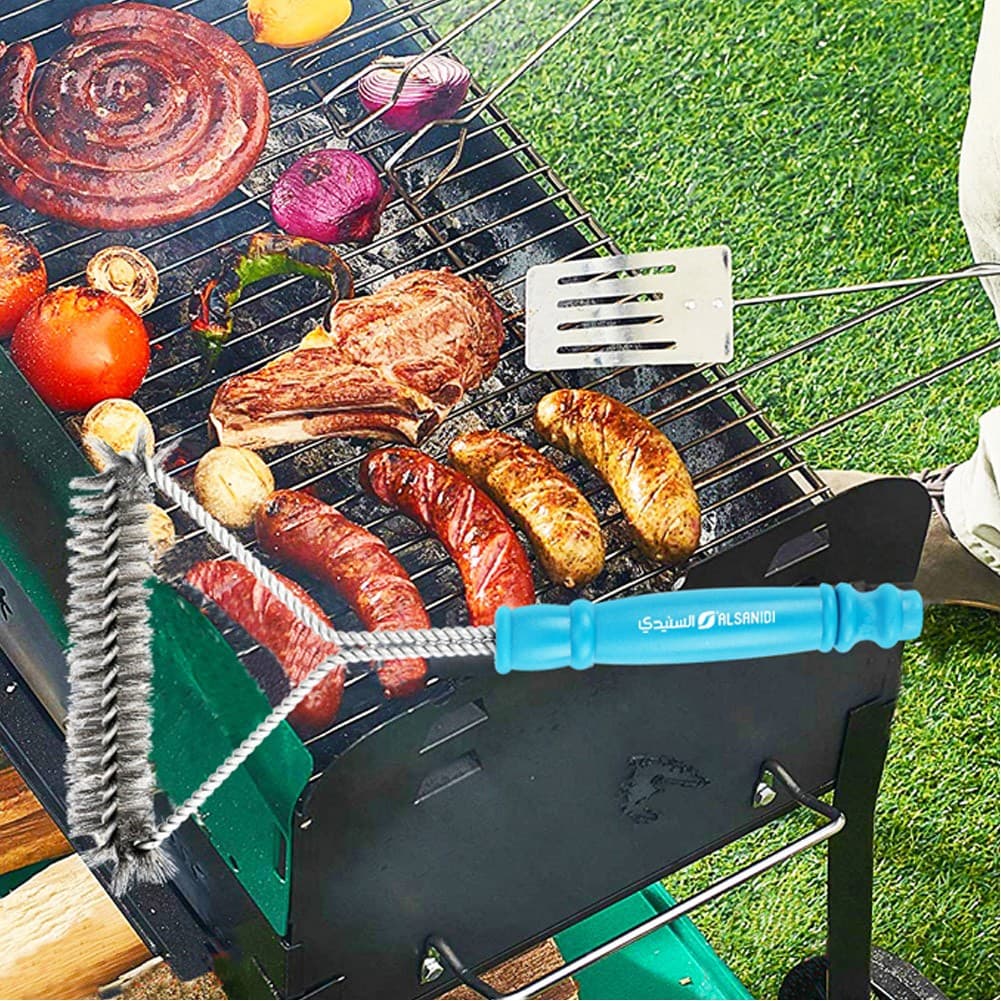 ALSANIDI, MetaL BBQ Cleaning Grill Brush, Pot Cleaning brush, Black, Size 17*30 Cm
