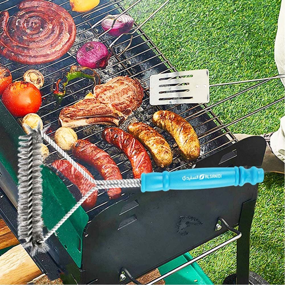ALSANIDI, MetaL BBQ Cleaning Grill Brush, Pot Cleaning brush, Black, Size 17*30 Cm