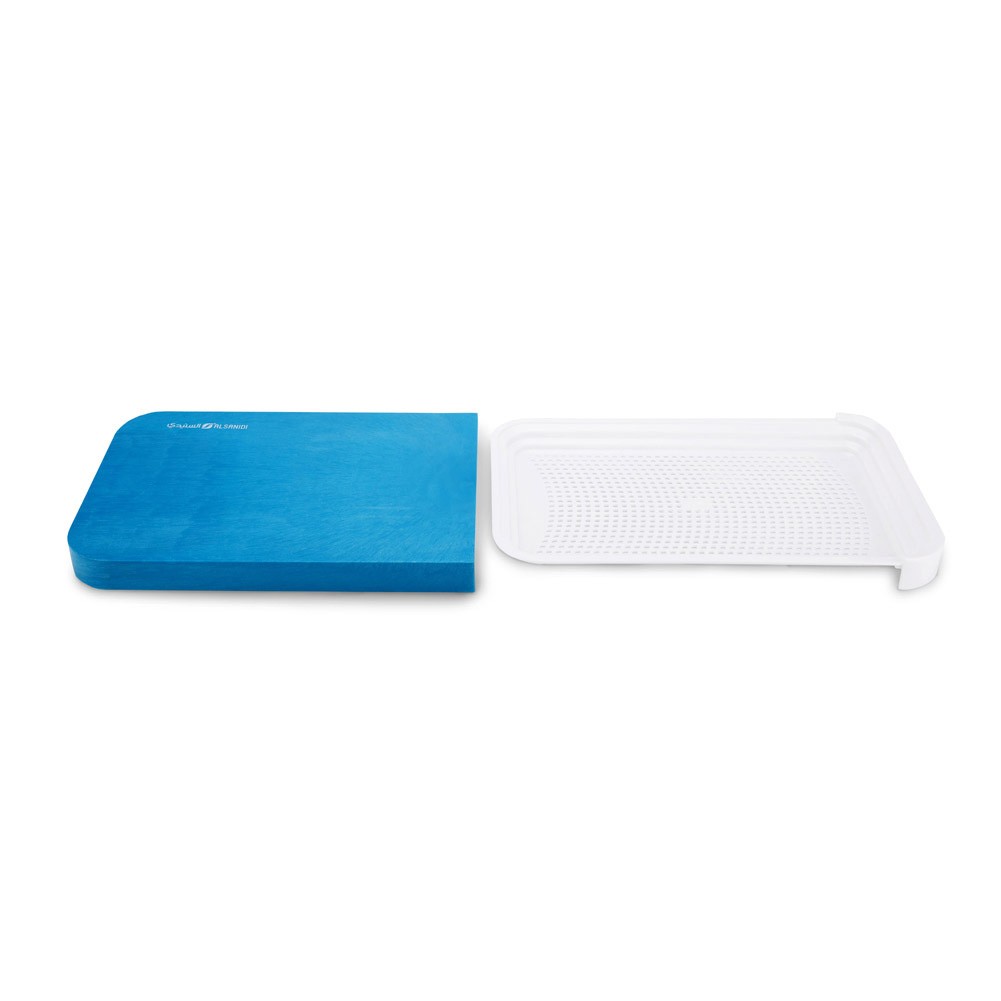 ALSANIDI, Cutting board with Plastic Strainer, Fruit and Vegetables cutting board, Turquoise, Size 24.4*40.8 Cm