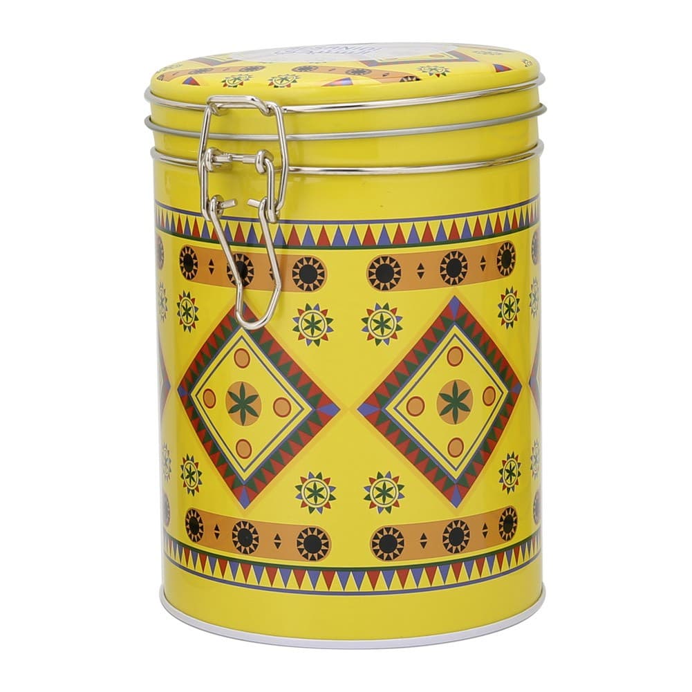 ALSANIDI, Najdi Inscription Steel Spices Storage, Tea, coffee and sugar storage for trips, Yellow, Size 10.7*15.5 Cm